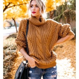 Mustard oversized sweater with cowl neck